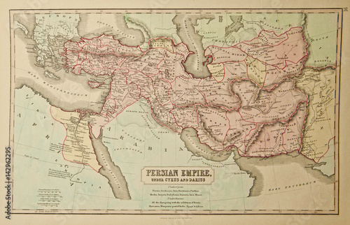 Obraz na płótnie Persian Empire. Ancient map of the world. Ancient map of the world . Published by George Philip and son at London 1857 and are not subject to copyright. w salonie