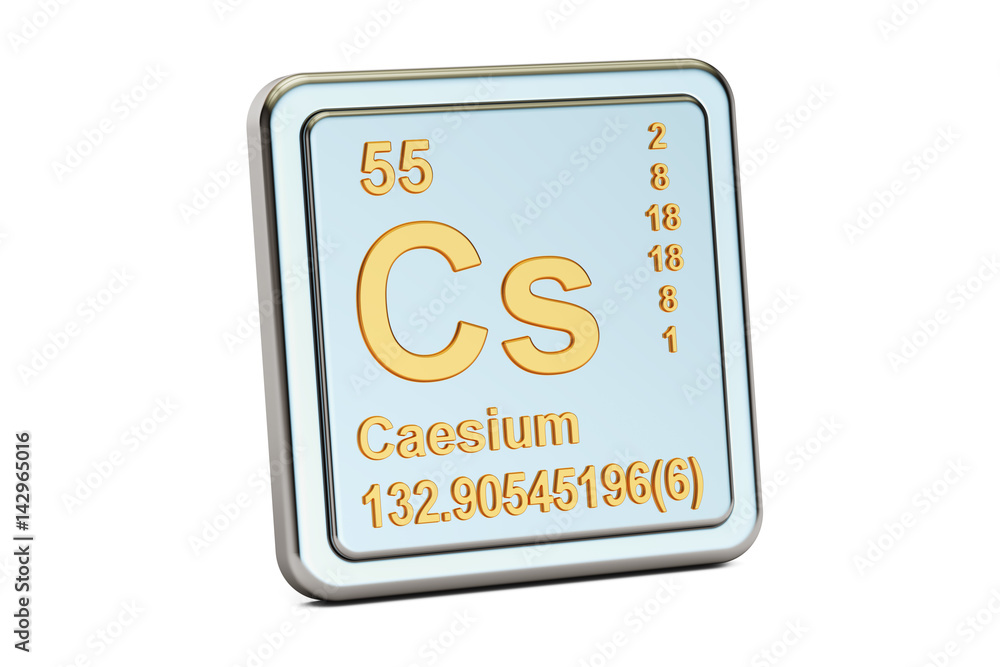 Caesium Cs, chemical element sign. 3D rendering Caesium Cs, chemical element sign. 3D rendering