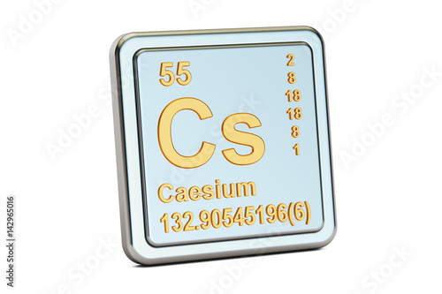 Caesium Cs, chemical element sign. 3D rendering