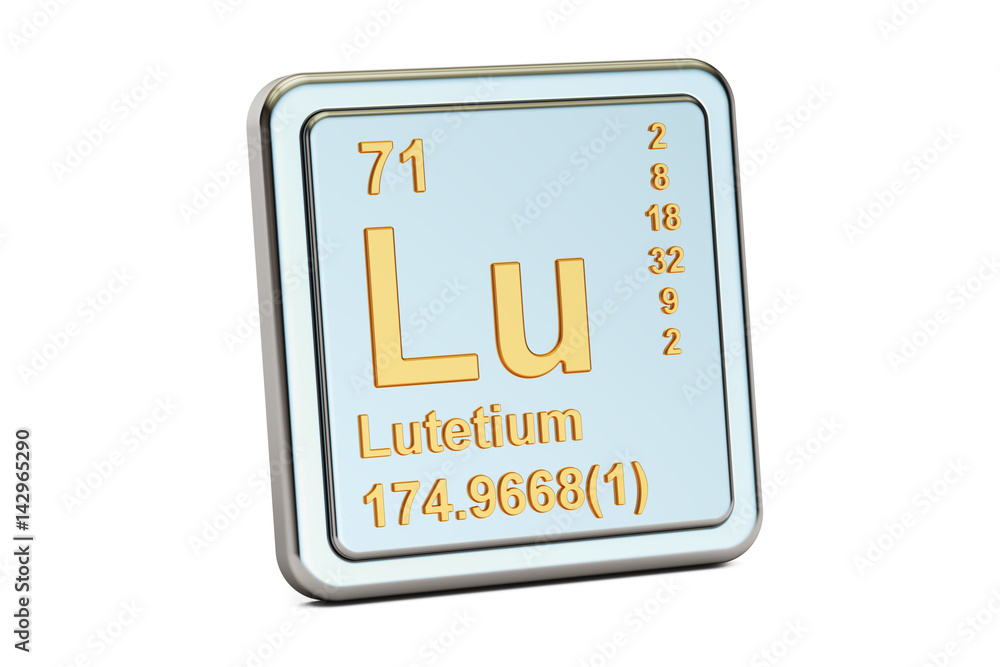 Lutetium Lu, chemical element sign. 3D rendering