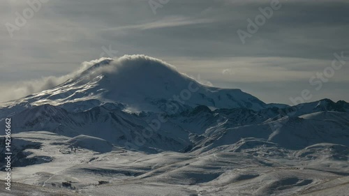 Wallpaper Mural Russia, timelapse. The formation and movement of clouds above the volcano Elbrus in the Caucasus Mountains in winter. Torontodigital.ca