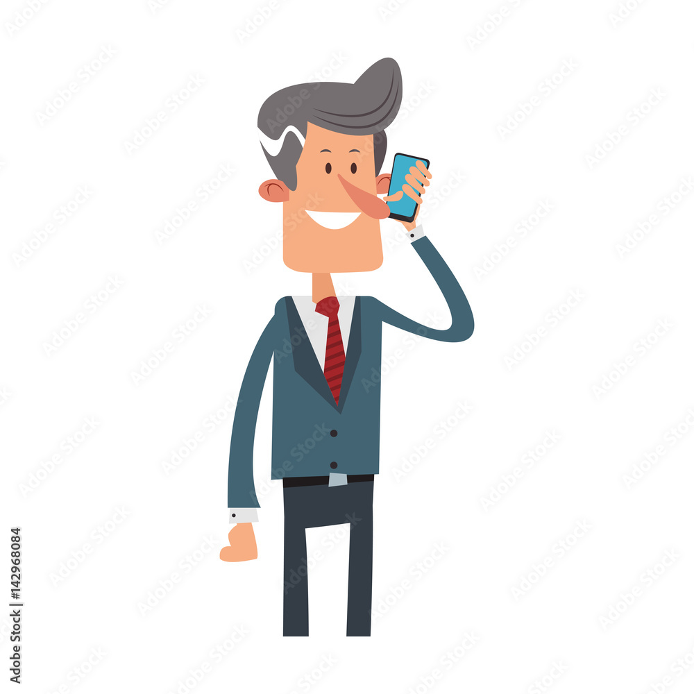 businessman with suit and tie, cartoon icon over white background. colorful design. vector illustration