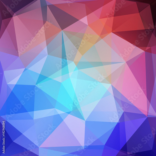 Abstract mosaic background. Triangle geometric background. Design elements. Vector illustration. Blue, purple, red colors.
