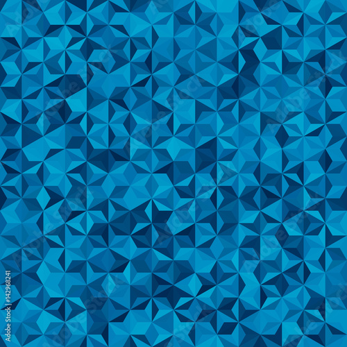 Abstract seamless background consisting of blue triangles. Geometric design for business presentations or web template banner flyer. Vector illustration