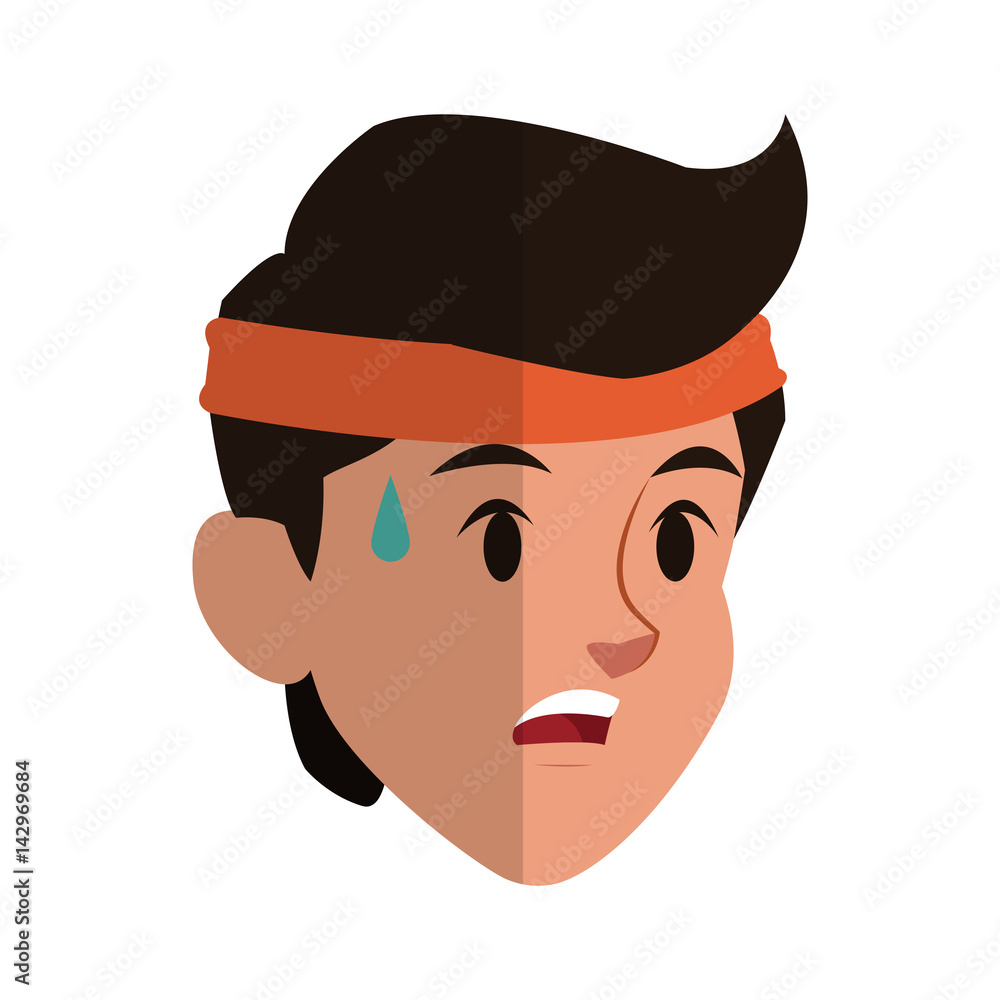 Sweating man, cartoon icon over white background. colorful design. vector illustration Sweating man, cartoon icon over white background. colorful design. vector illustration