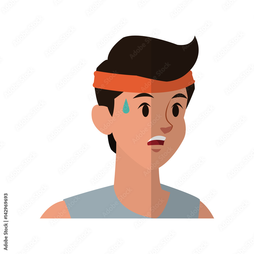 Sweating man, cartoon icon over white background. colorful design. vector illustration
