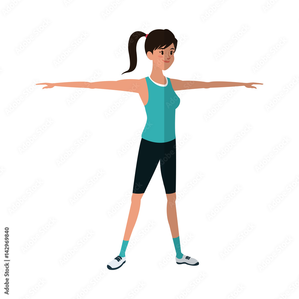 Woman exercising, cartoon icon over white background. colorful design. vector illustration Woman exercising, cartoon icon over white background. colorful design. vector illustration