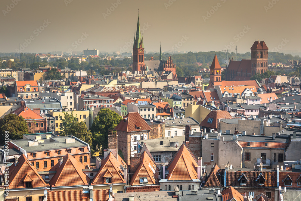 Old town skyline - aerial view from town hall tower. The medieval old town is a UNESCO World Heritage Site.