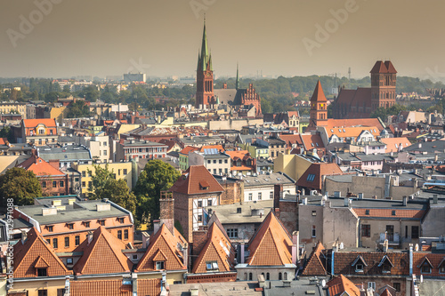 Old town skyline - aerial view from town hall tower. The medieval old town is a UNESCO World Heritage Site.