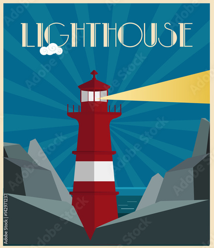 Faro en vector en estilo arte deco