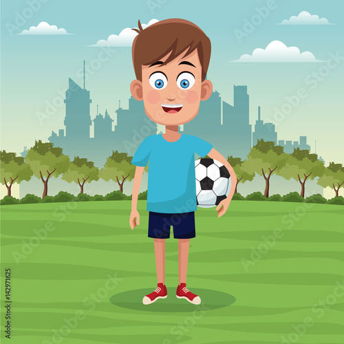 boy sport activity park city bakcground vector illustration eps 10