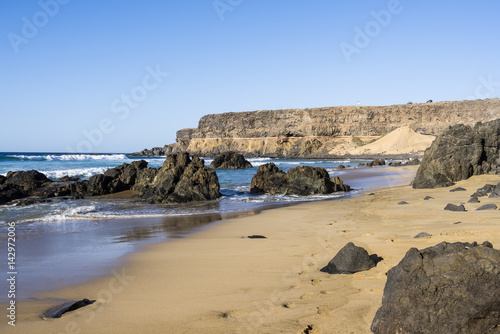 Sandy remote beaches of Fuerteventura Canary Islands Playa Esquinzo.