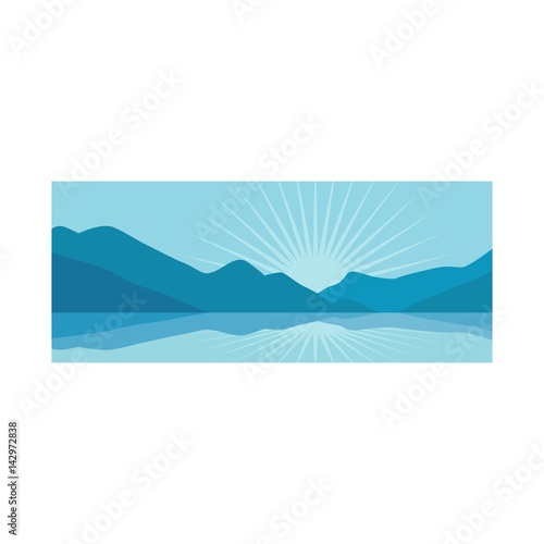 mount and lake logo vector.