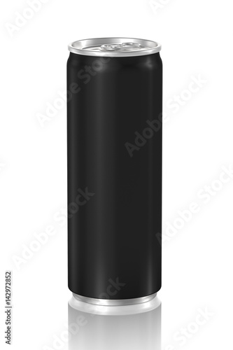 Black aluminum can isolated on white background, 3D rendering