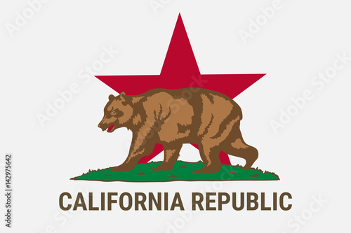 State flag of California republic with brown bear. California Independence Campaign - Calexit. United State of America