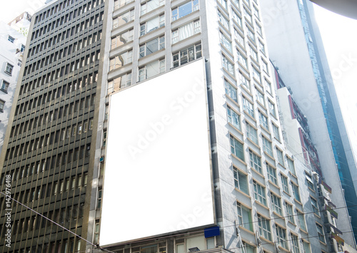 Photography Blank billboard in hongkong city.