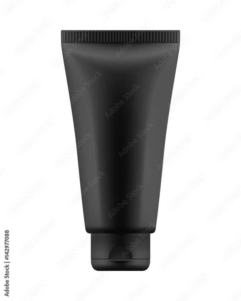 Vector blank template. Empty and clean tube with cap for cosmetic cream or body lotion. Realistic 3d white plastic container for care face and beauty skin or medical gel. Mock-up of package. Vector blank template. Empty and clean tube with cap for cosmetic cream or body lotion. Realistic 3d white plastic container for care face and beauty skin or medical gel. Mock-up of package.