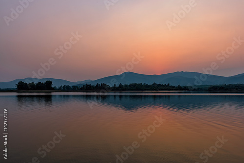 Huai Sak lake at sunset in Chiang Rai,Thailand