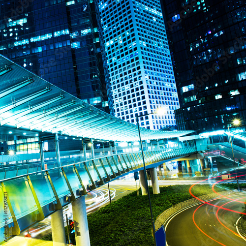 traffic in modern city at night, Hong Kong.