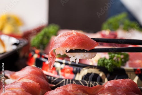 lunch box of tuna sushi