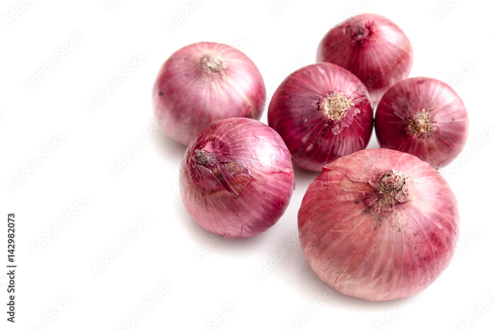 Shallots on white background isolated