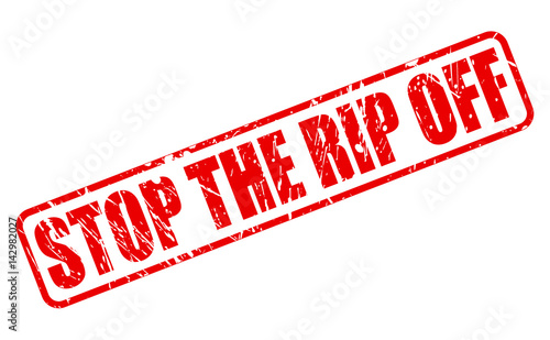 STOP THE RIP OFF red stamp text