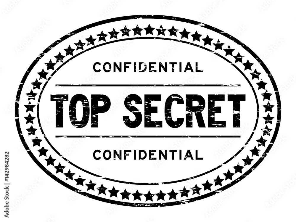 Grunge black top secret confidential oval rubber seal stamp
