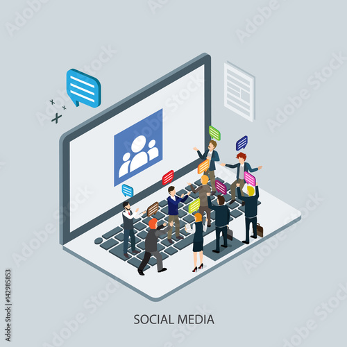 social media on internet with computer