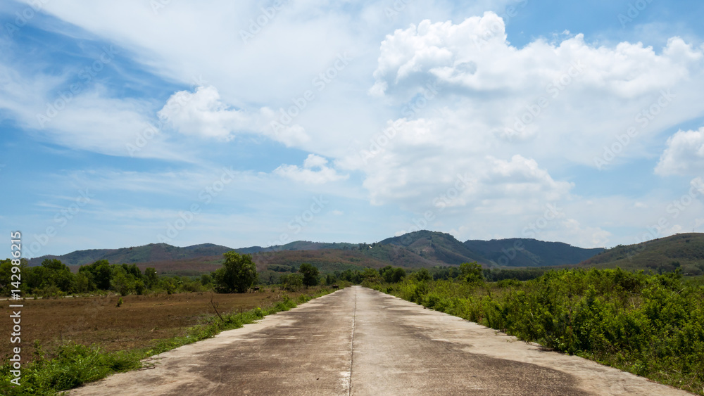 Thailand landscape with road and mountains Thailand landscape with road and mountains