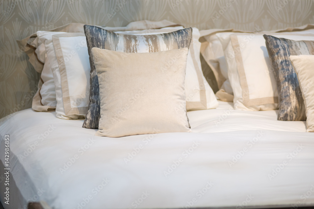 Modern pillow on a the bed Modern pillow on a the bed