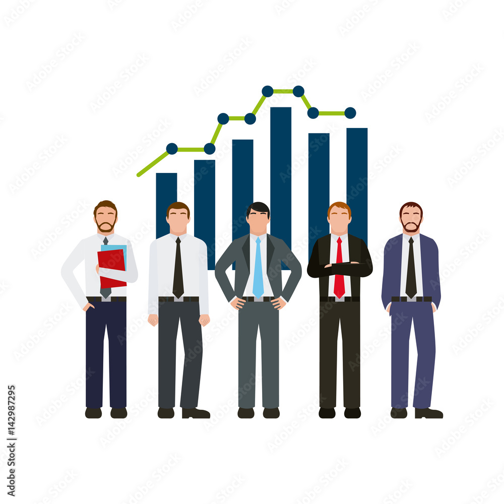 graphic charts and business people icon over white background. colorful design. vector illustration graphic charts and business people icon over white background. colorful design. vector illustration