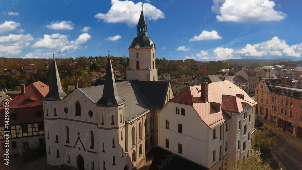 Church Martin Meerane in Germany aerial view
