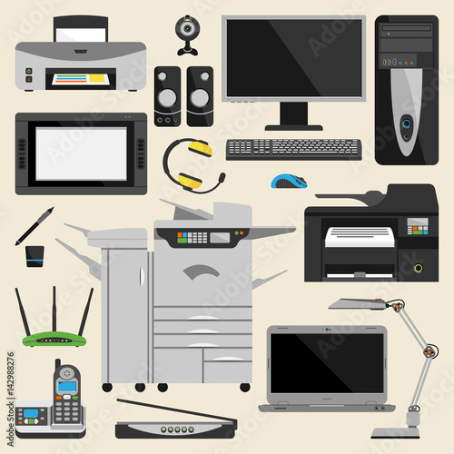 Computer office equipment vector