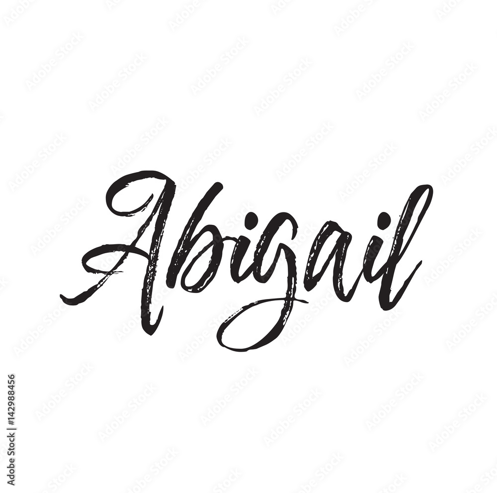 abigail, text design. Vector calligraphy. Typography poster. Stock
