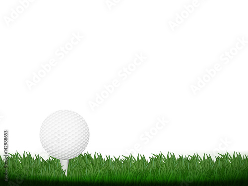 golf ball with grass on white background.Concept design for golf tournament banner in vector illustration