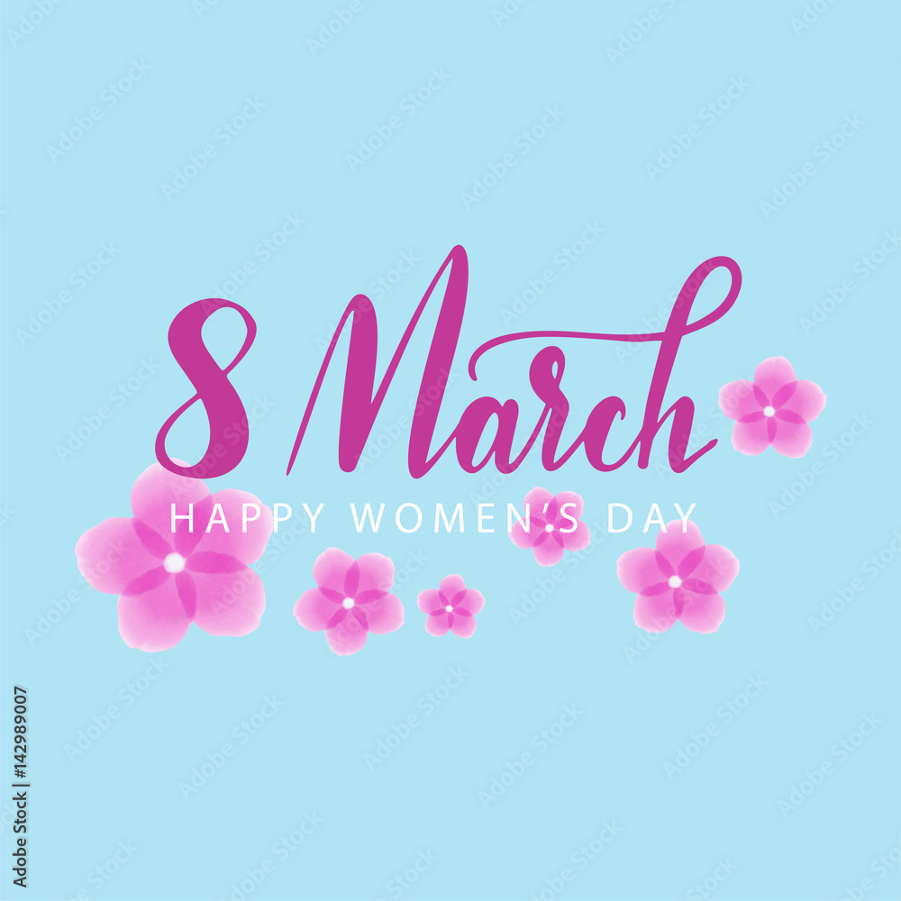 happy womens day on March 8. Design of modern hand calligraphy for greeting card, banner, poster template in vector illustration. happy womens day on March 8. Design of modern hand calligraphy for greeting card, banner, poster template in vector illustration.