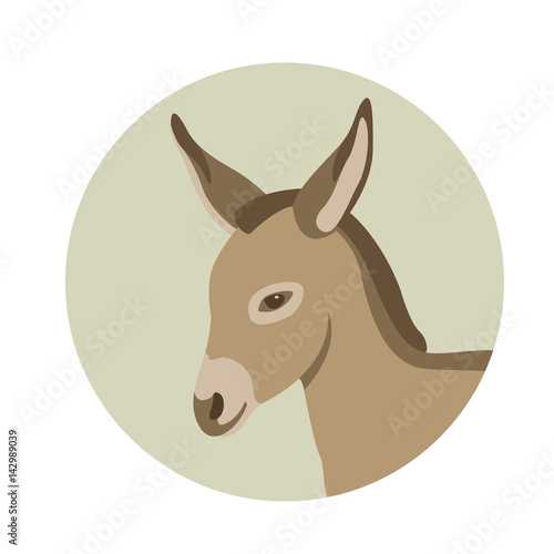 donkey young  head face  vector illustration style Flat