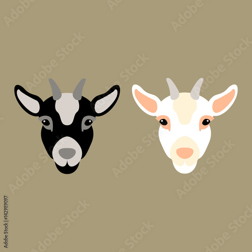 kid  goat head vector illustration style Flat set 