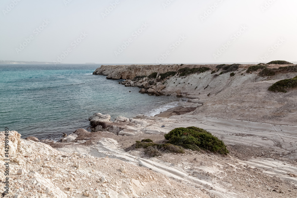 Waves sea cliffs cyprus