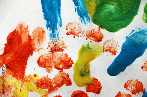 children drawing finger paints