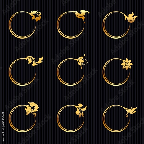 Circle Golden Ring Premium Thai Style Icon - Vector