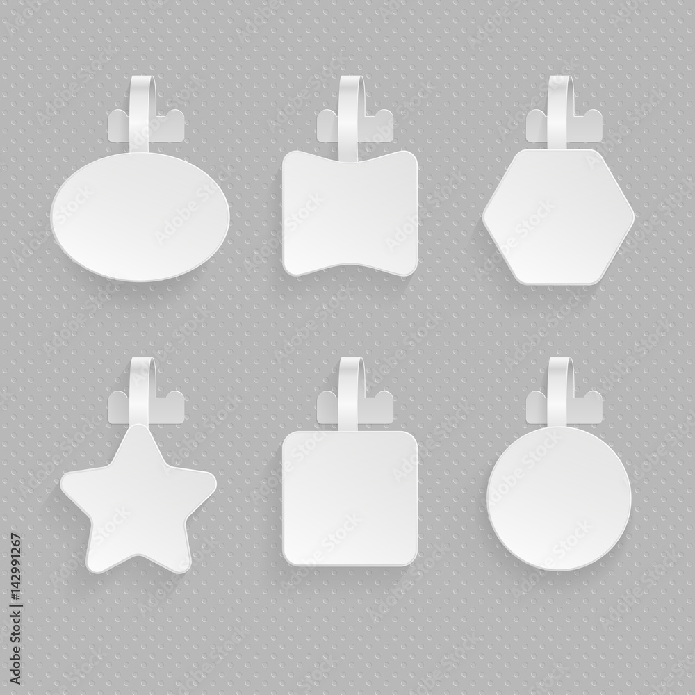 Shop paper empty advertising wobblers of various shapes vector set Shop paper empty advertising wobblers of various shapes vector set