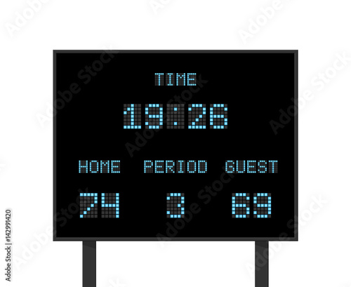 Vector digital electronic board with football or soccer score competition