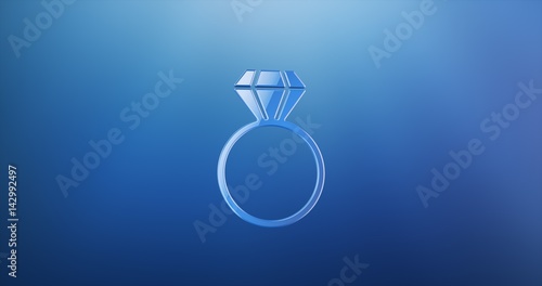 Diamond Ring Blue 3d Icon