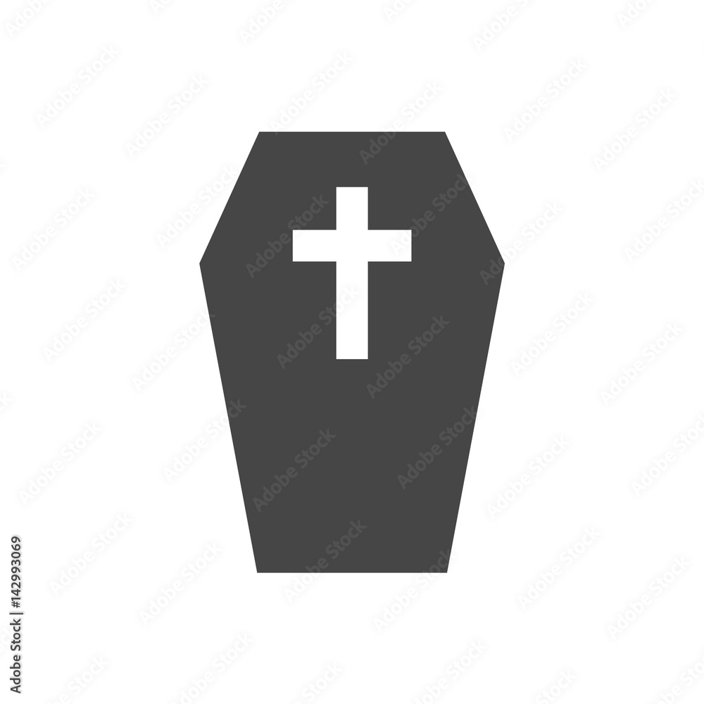 Casket and Cross Icon Flat Graphic Design Casket and Cross Icon Flat Graphic Design
