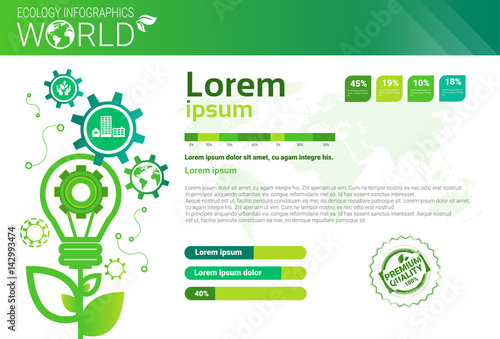 World Environmental Protection Green Energy Ecology Infographics Banner With Copy Space Vector Illustration