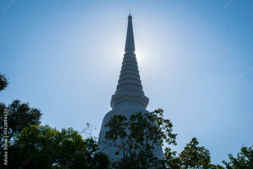 white thai church on clear sky