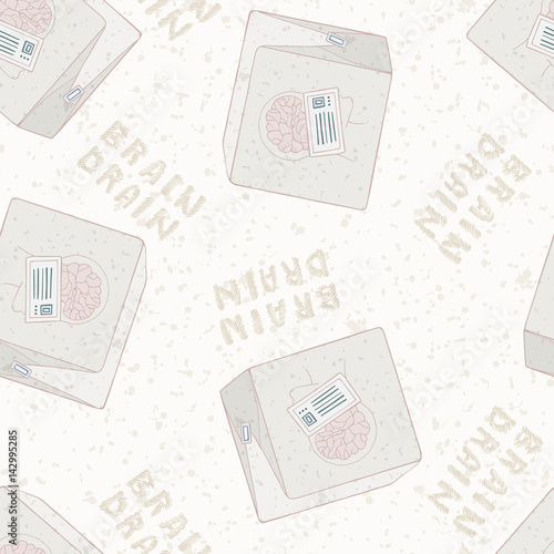 The concept of brain drain. Seamless pattern background intellect box. Sending symbolizing mind. The problem of science. Vector illustration.