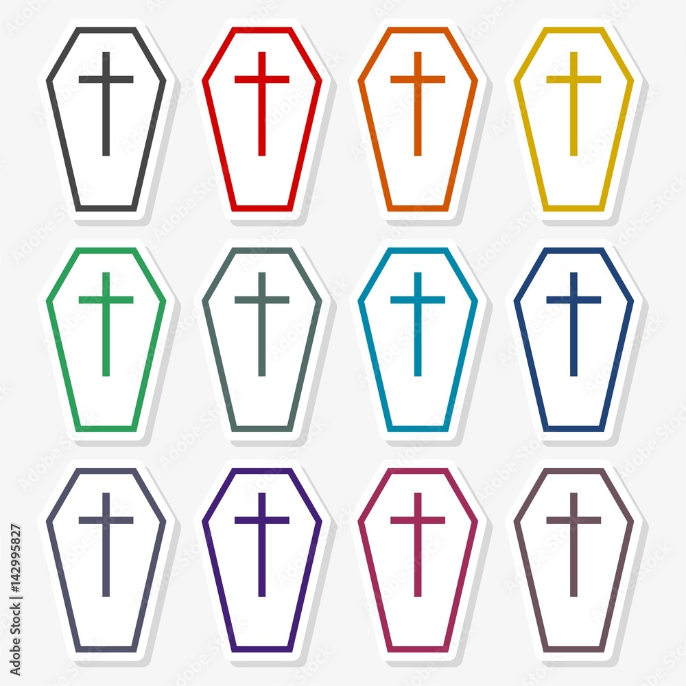 Casket and Cross Icon Flat Graphic Design - Illustration Casket and Cross Icon Flat Graphic Design - Illustration