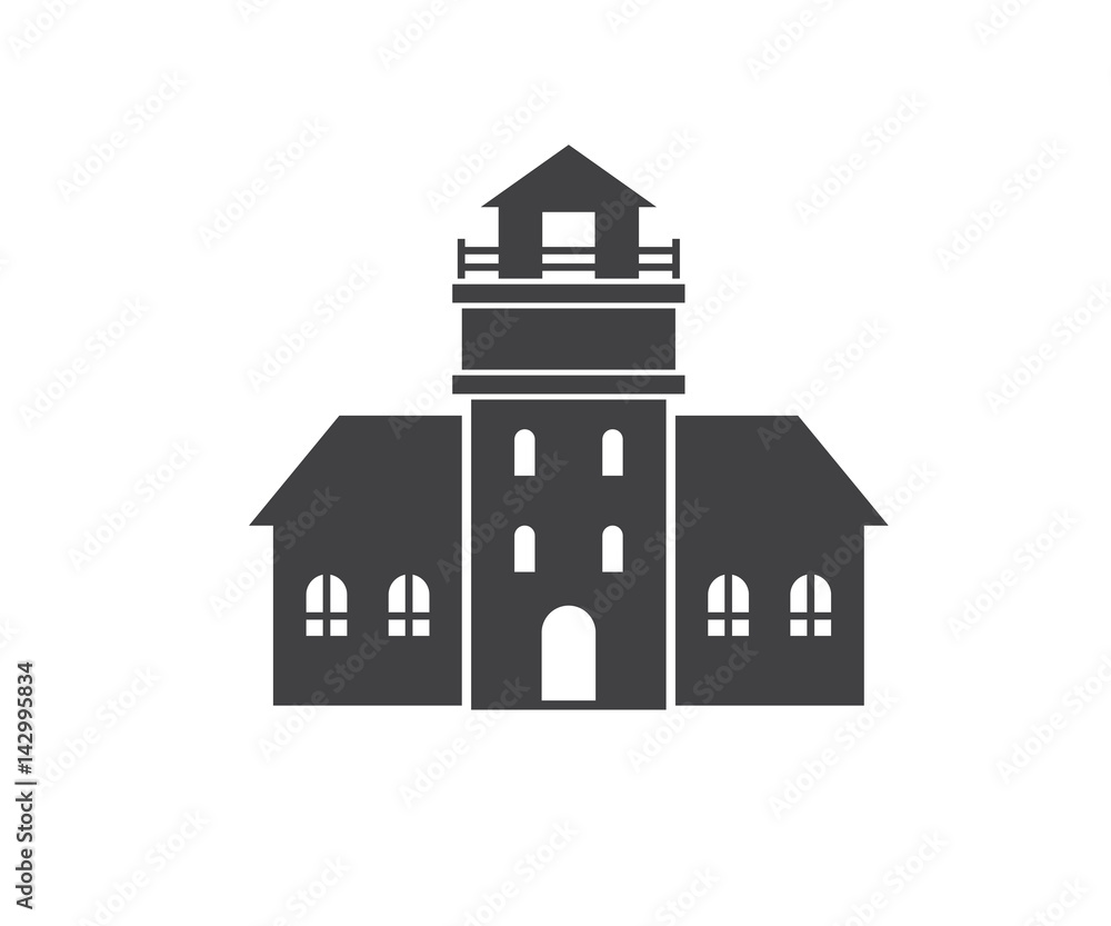 Lighthouse icon in outline design. Sea light house logotype silhouette vector illustration. Old pharos or seamark logo or label template. Lighthouse icon in outline design. Sea light house logotype silhouette vector illustration. Old pharos or seamark logo or label template.
